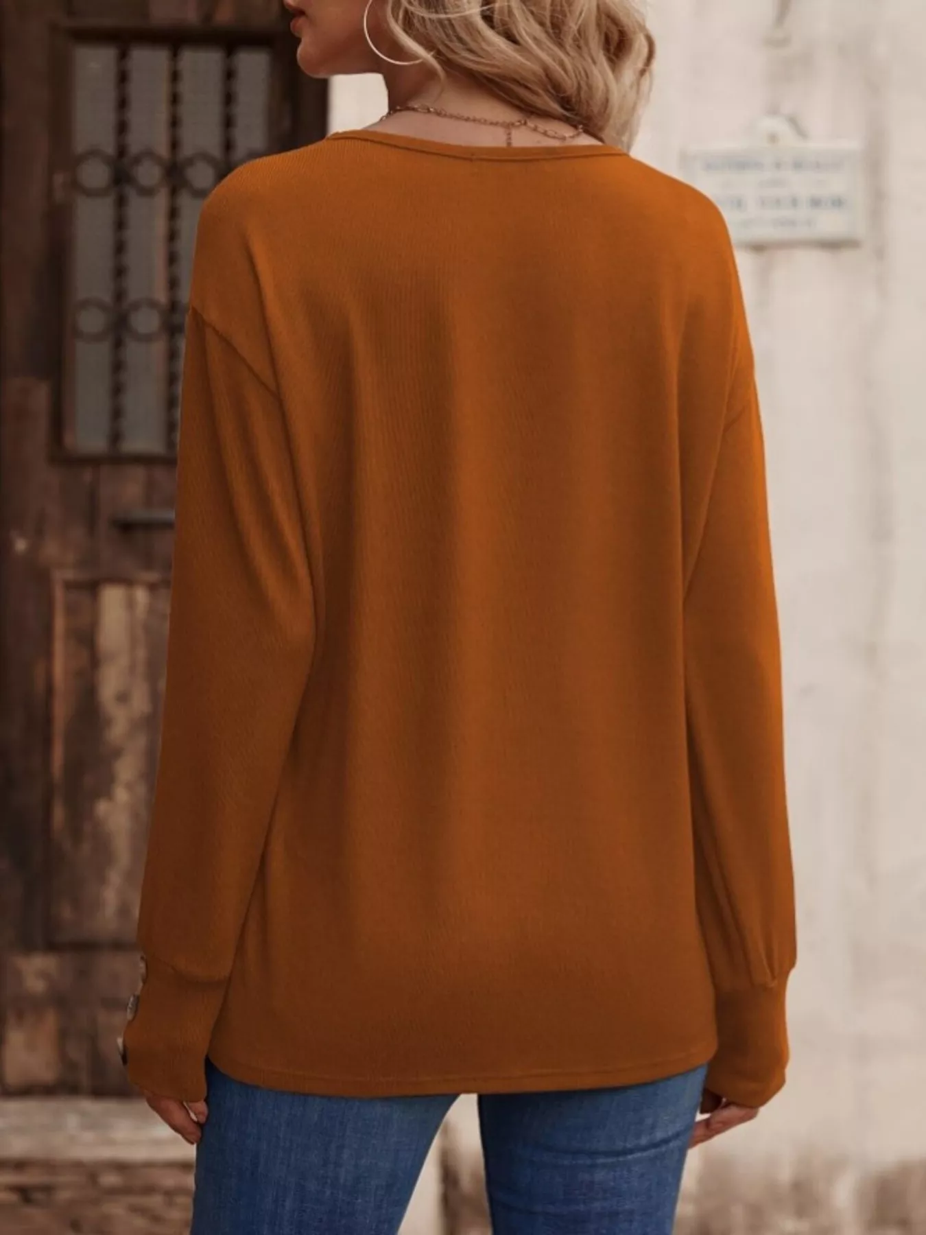 V-Neck Long Sleeve T-Shirt - Image 18