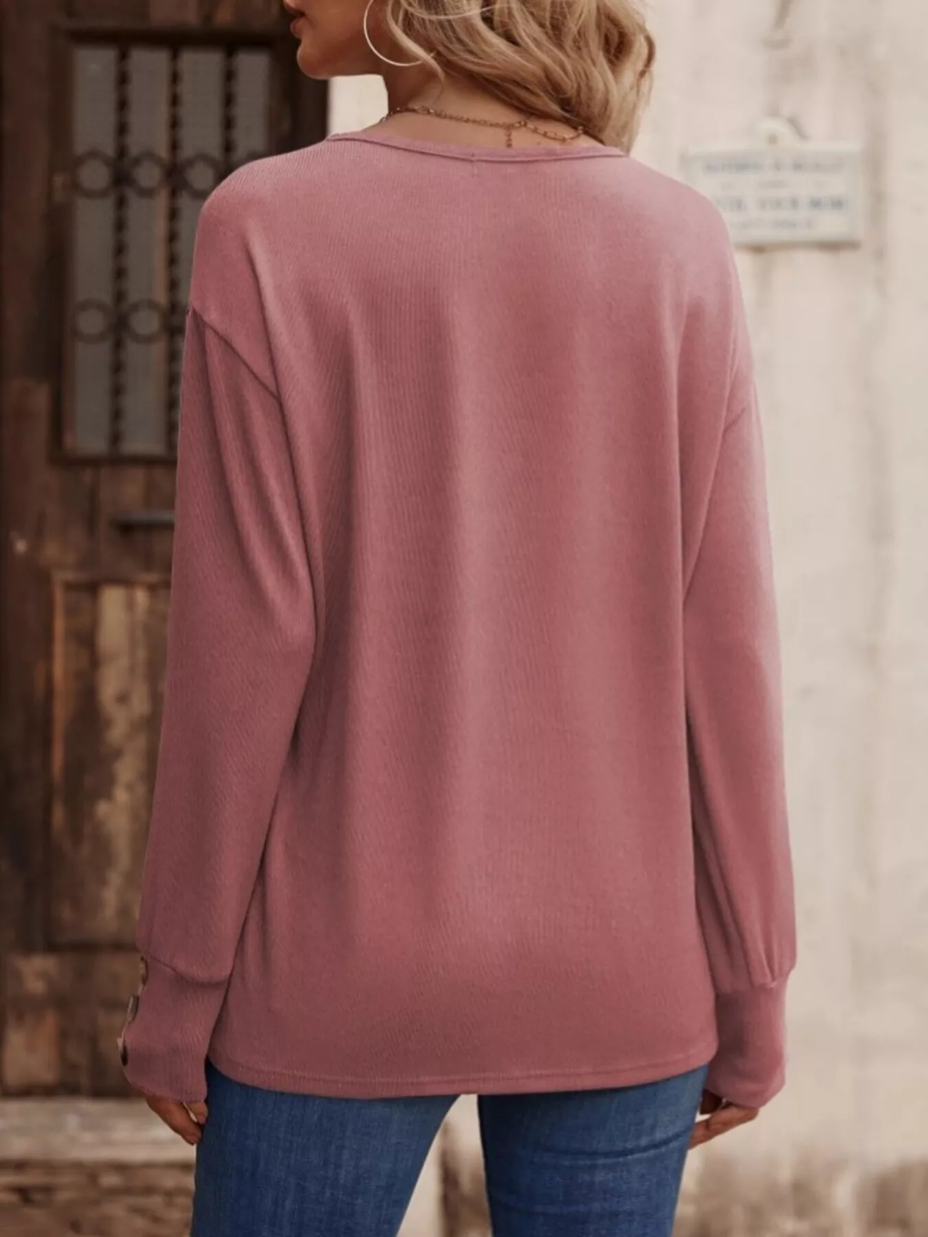 V-Neck Long Sleeve T-Shirt - Image 27