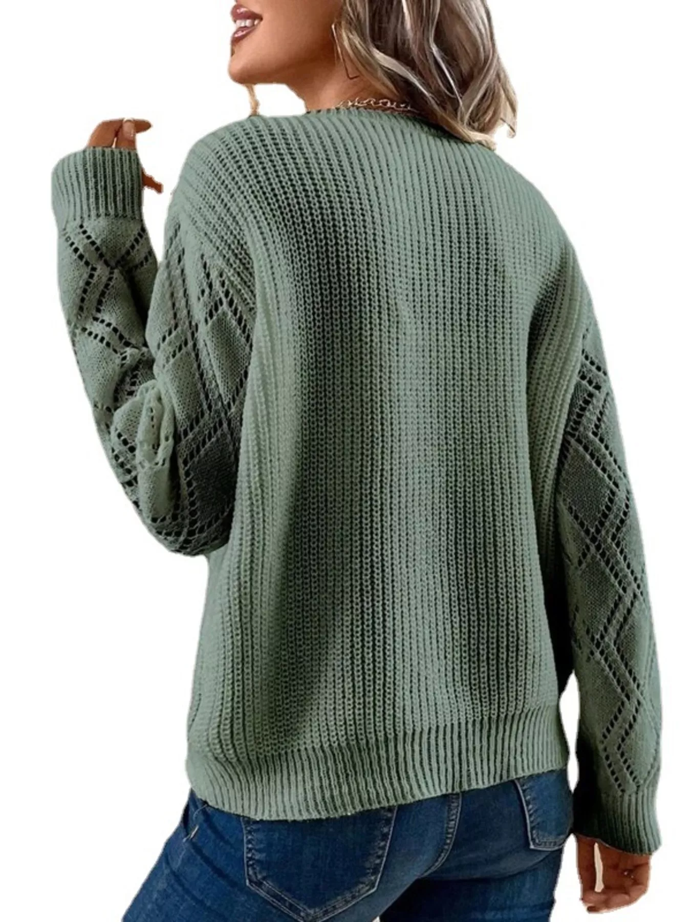V-Neck Openwork Sweater - Image 9