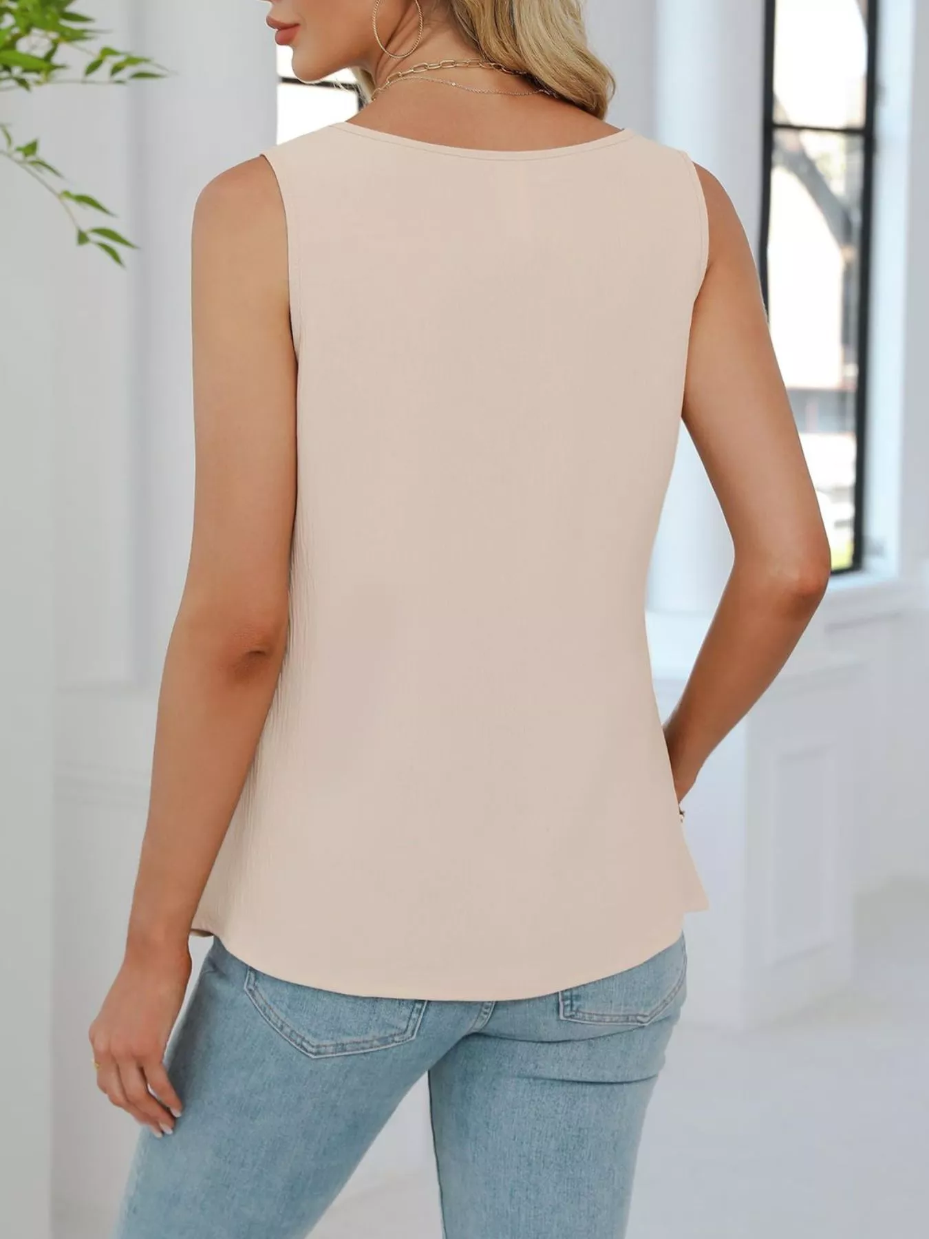 V-Neck Pleated Tank - Image 5