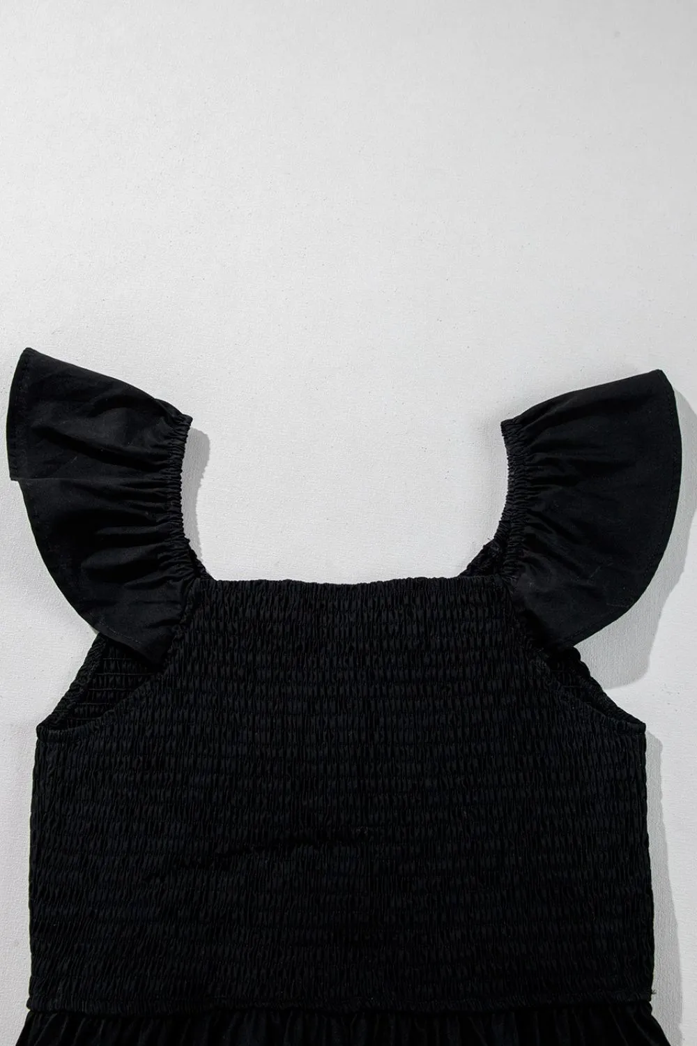 V Neck Ruffled Cap Sleeve Smocked Maxi Dress - Image 5