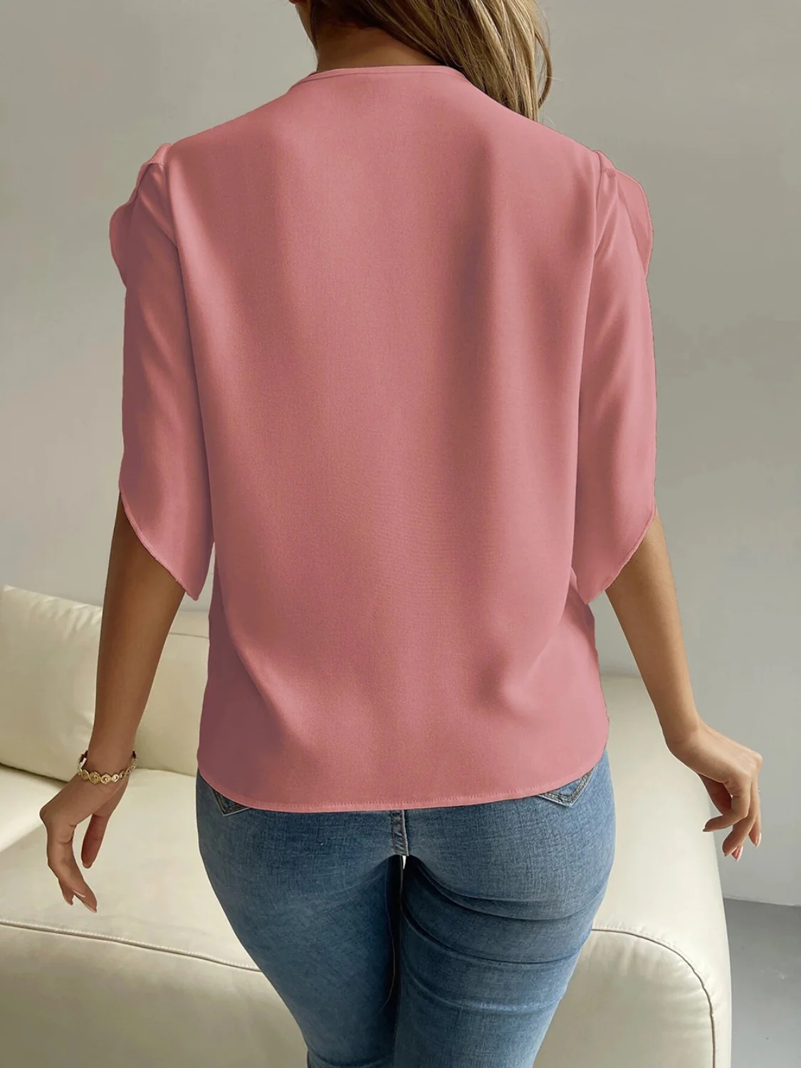 V-Neck Short Sleeve Blouse - Image 9