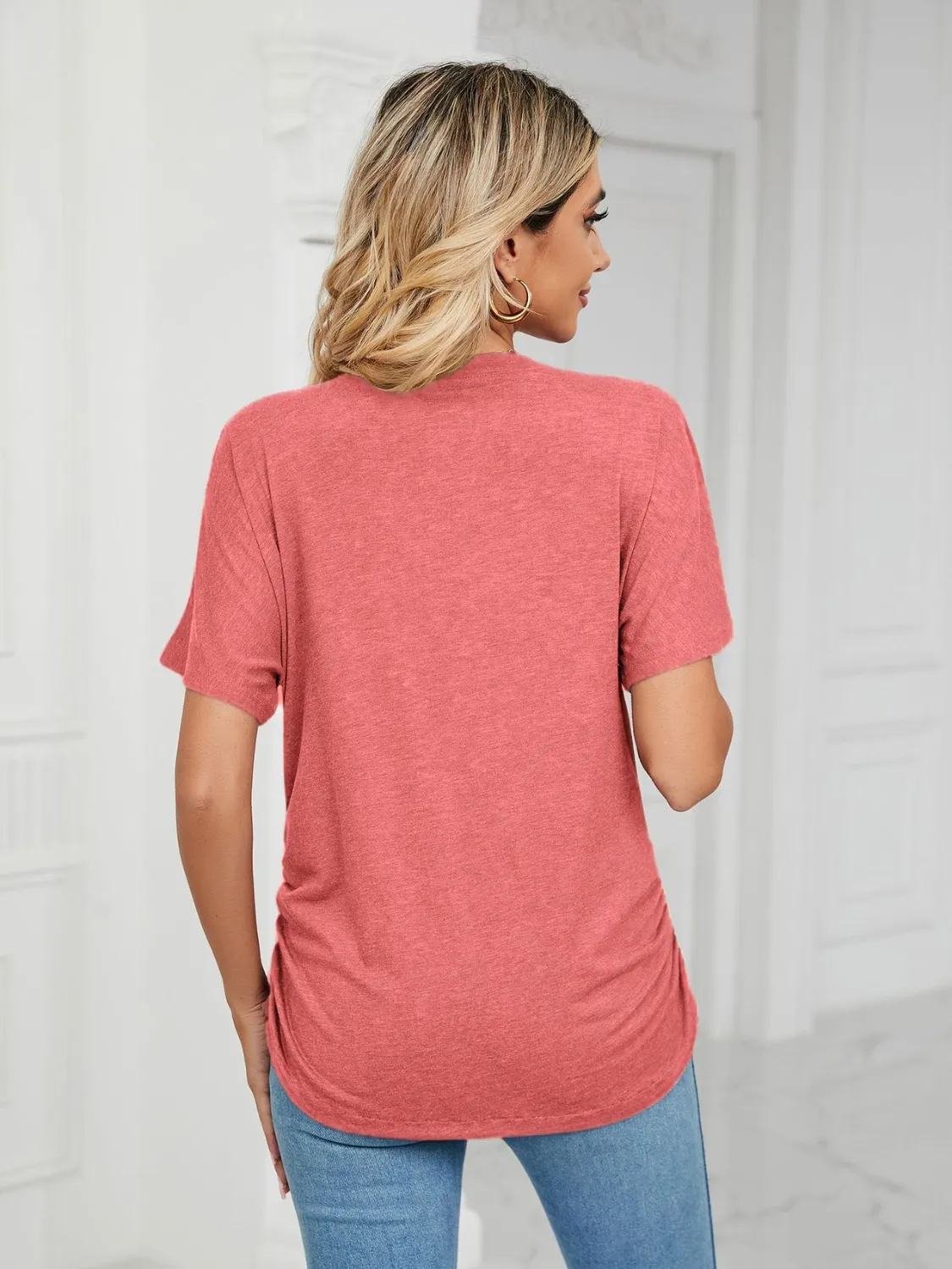 V-Neck Short Sleeve T-Shirt - Image 16