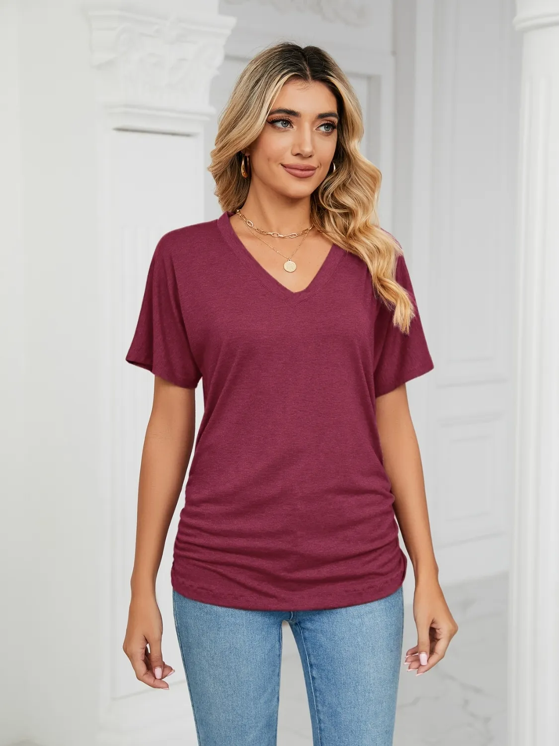 V-Neck Short Sleeve T-Shirt - Image 9