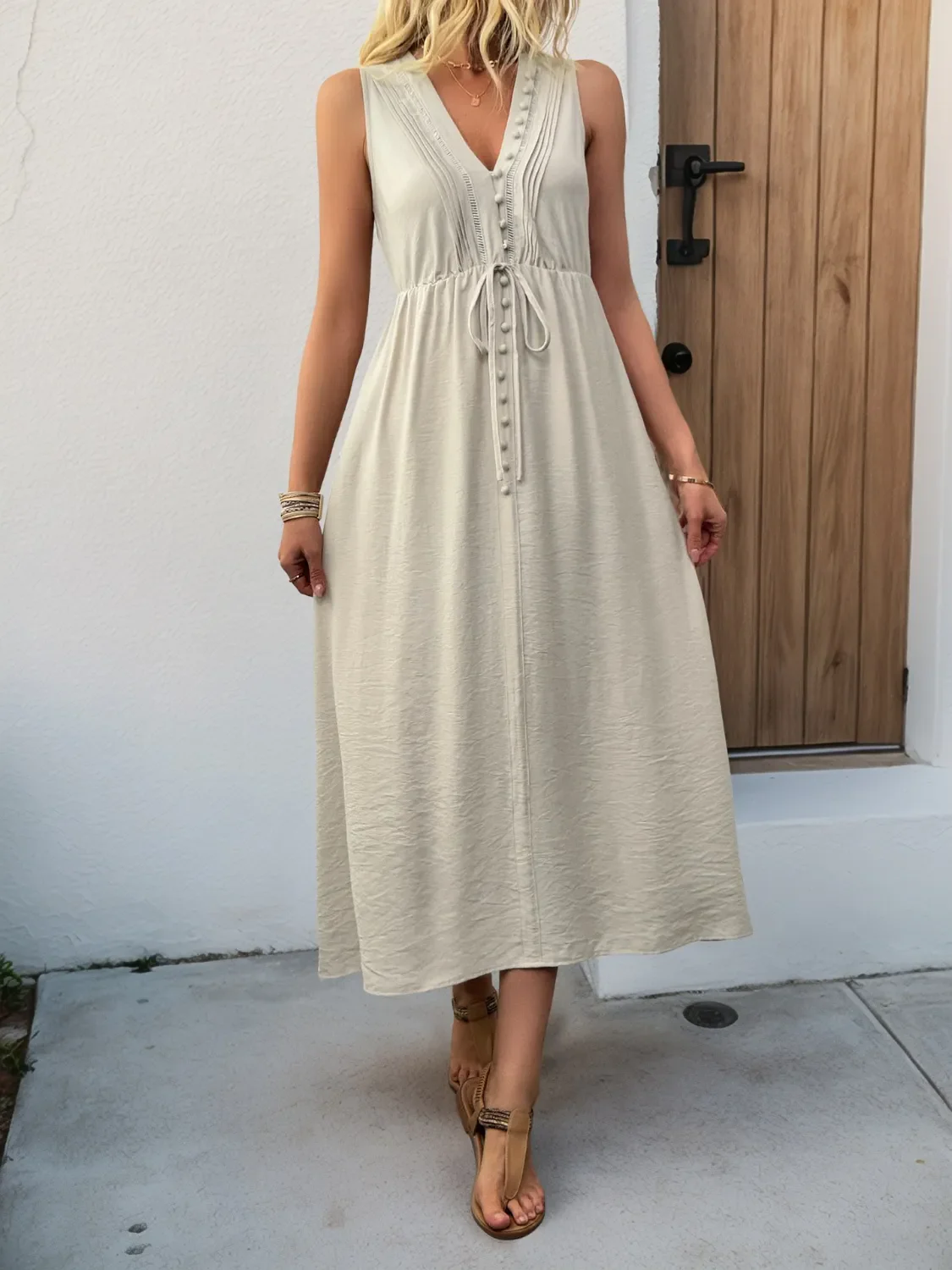 V-Neck Sleeveless Midi Dress - Image 2