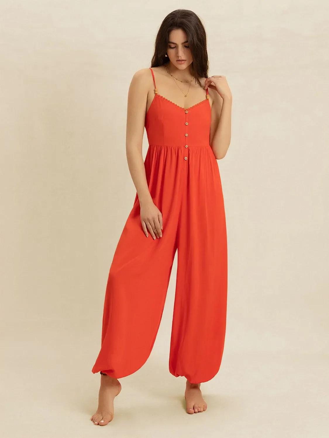 V-Neck Spaghetti Strap Jumpsuit - Image 8