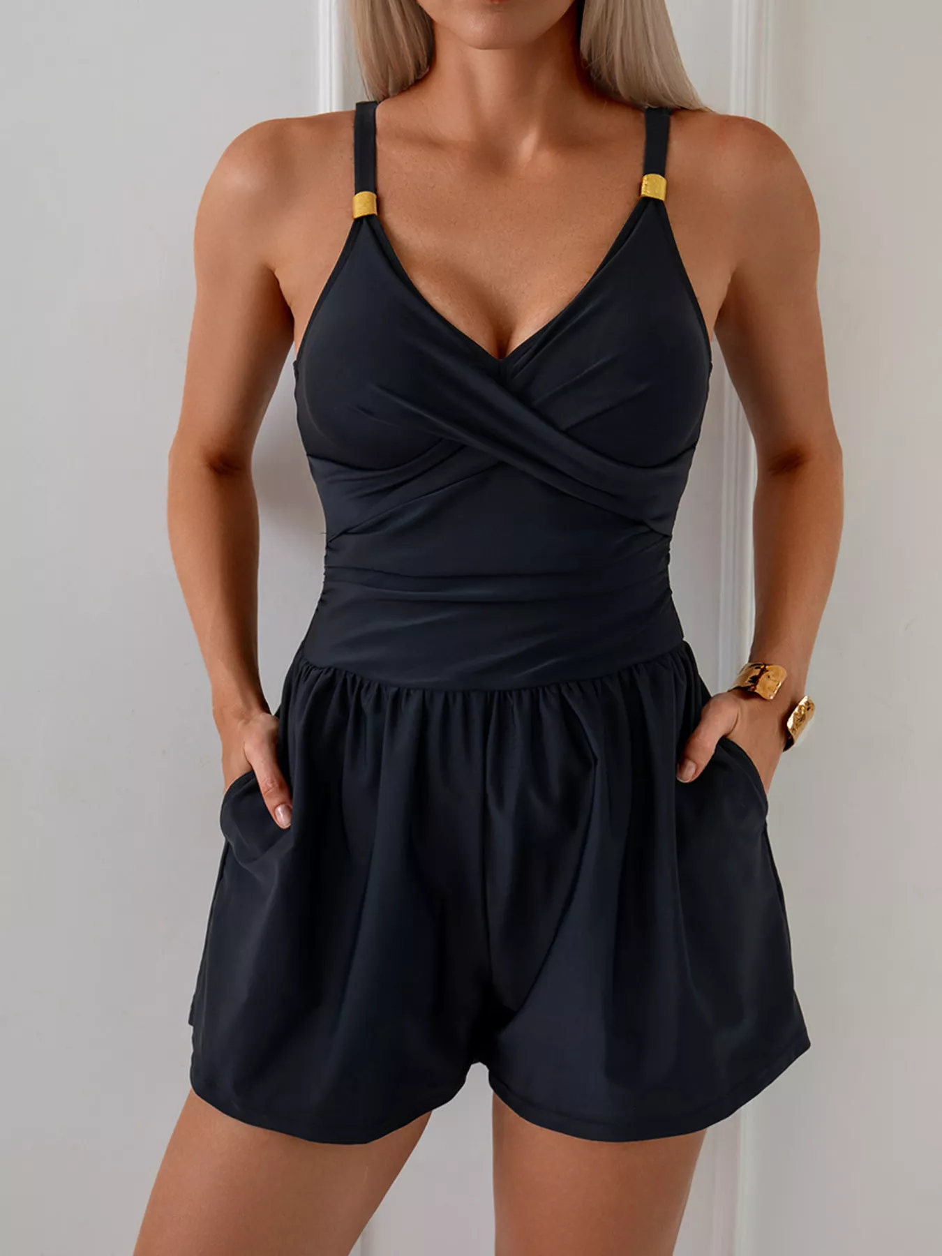 V-Neck Spaghetti Strap One-Piece Swimsuit - Image 5