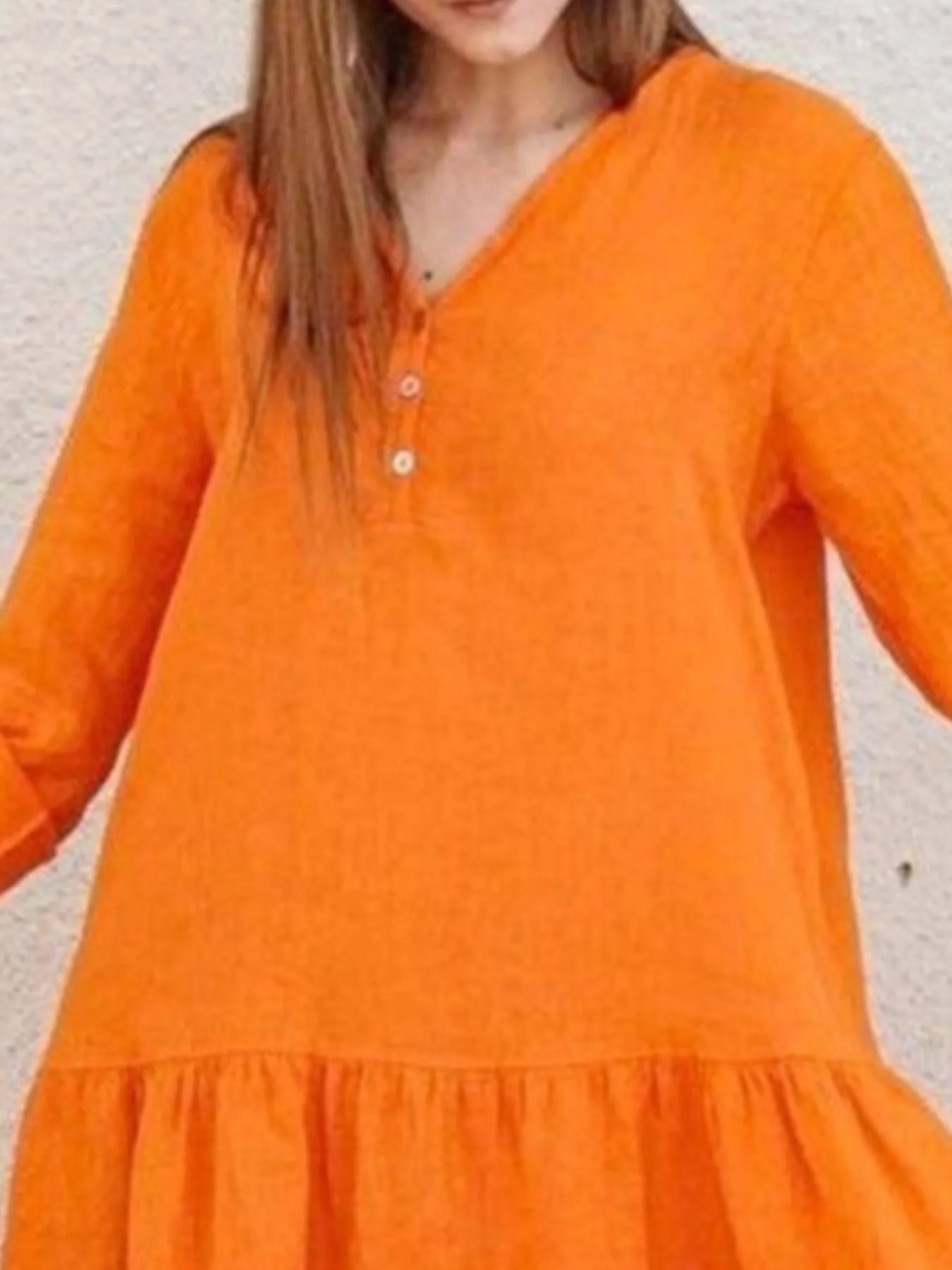 V-Neck Tiered Button Front Dress - Image 3