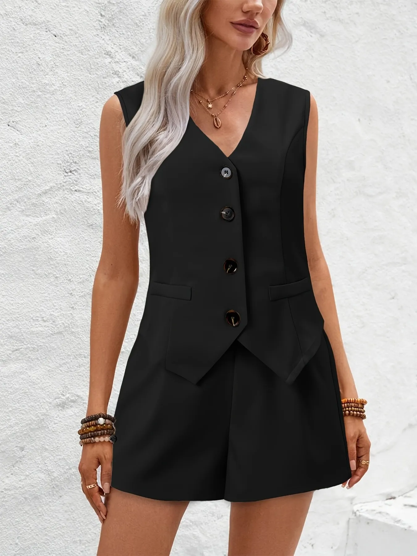 V-Neck Vest and Shorts Set - Image 7