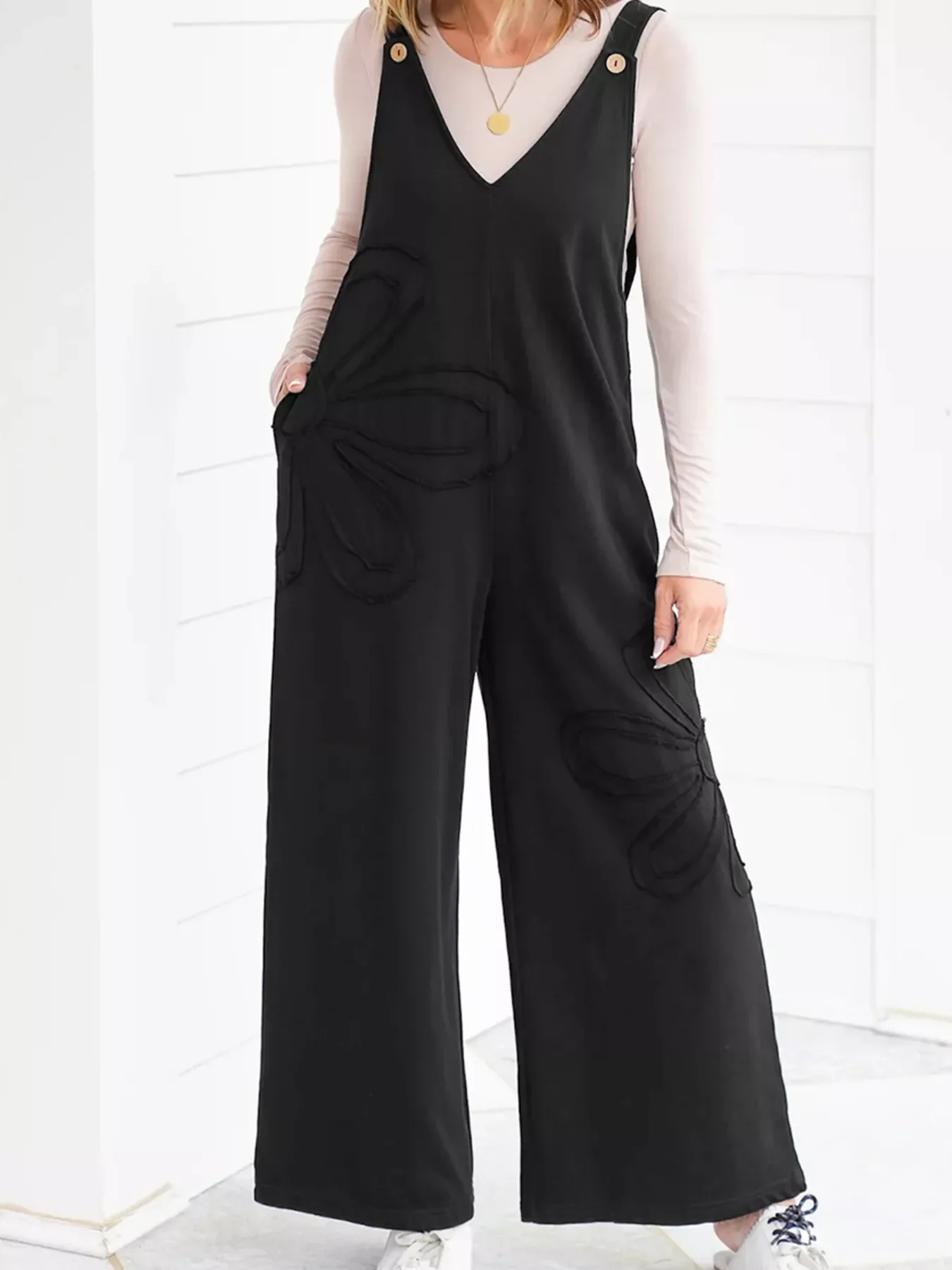 V-Neck Wide Leg Jumpsuit - Image 2