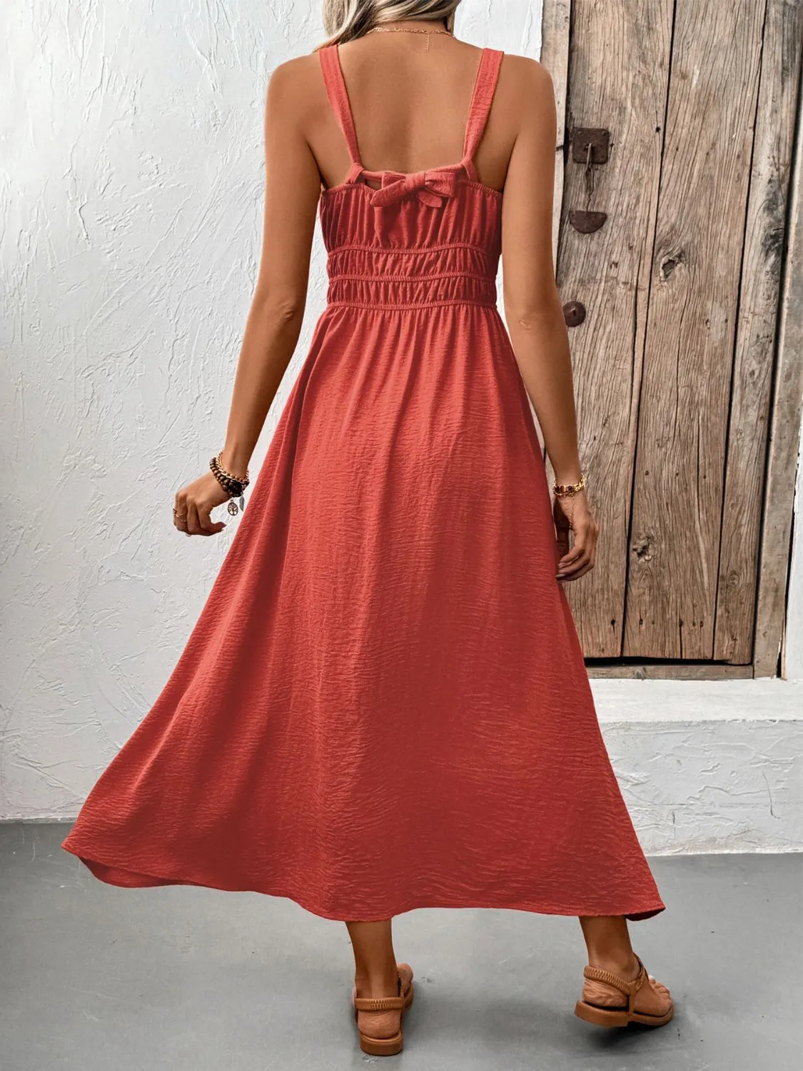 V-Neck Wide Strap Midi Cami Dress - Image 2