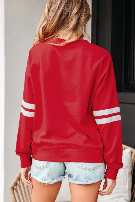 Varsity Stripe Drop Shoulder Oversized Sweatshirt - Image 2