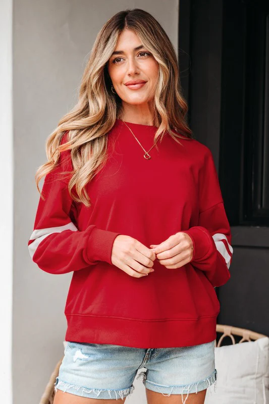 Varsity Stripe Drop Shoulder Oversized Sweatshirt - Image 4