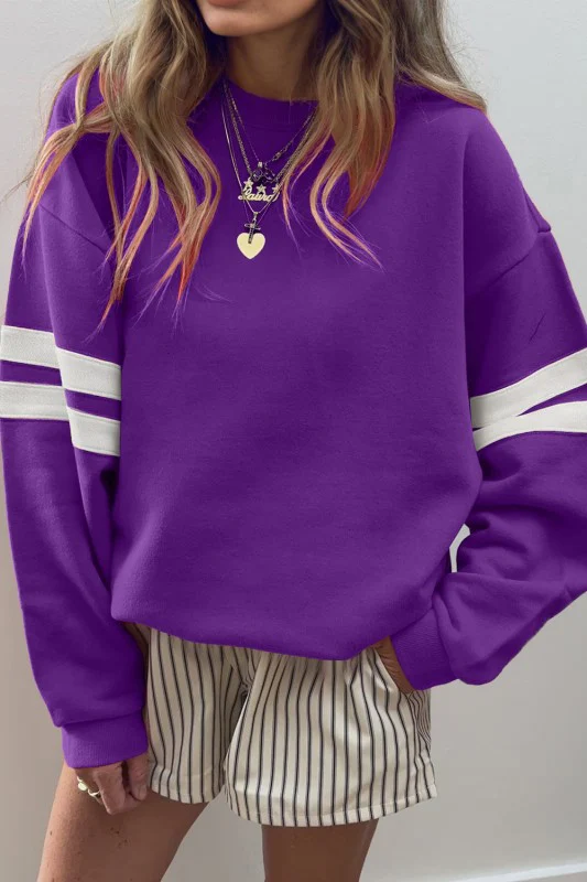 Varsity Stripe Drop Shoulder Oversized Sweatshirt - Image 43