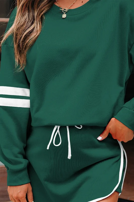 Varsity Stripe Pullover and Mini Skirt Set - Image 105