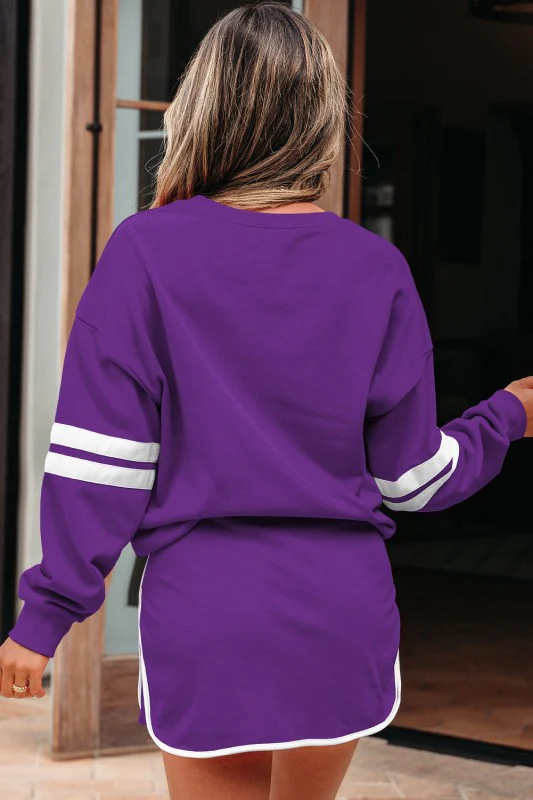Varsity Stripe Pullover and Mini Skirt Set - Image 124