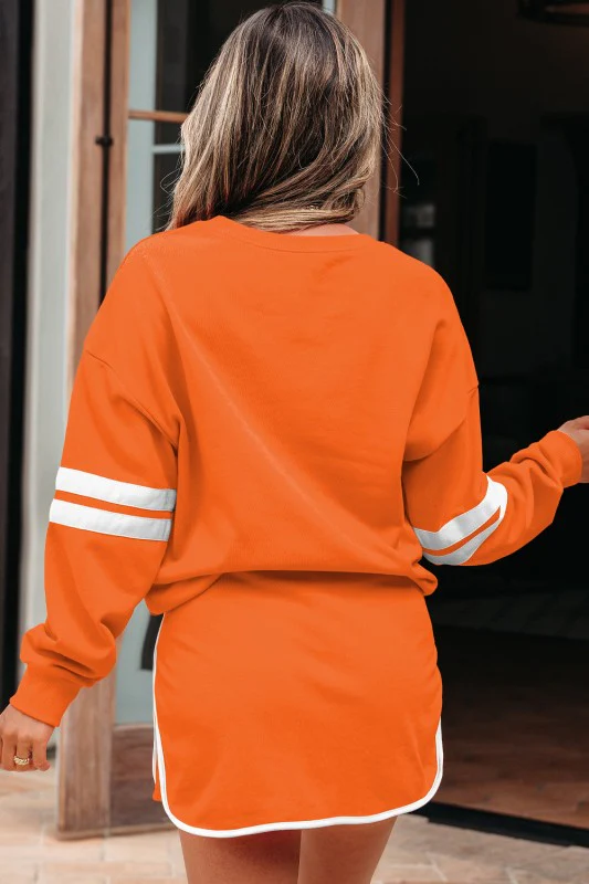 Varsity Stripe Pullover and Mini Skirt Set - Image 130