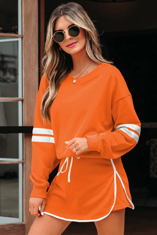 Varsity Stripe Pullover and Mini Skirt Set - Image 131