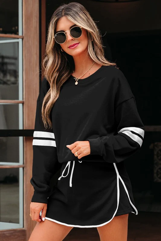 Varsity Stripe Pullover and Mini Skirt Set - Image 20