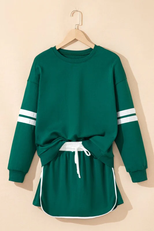 Varsity Stripe Pullover and Mini Skirt Set - Image 29