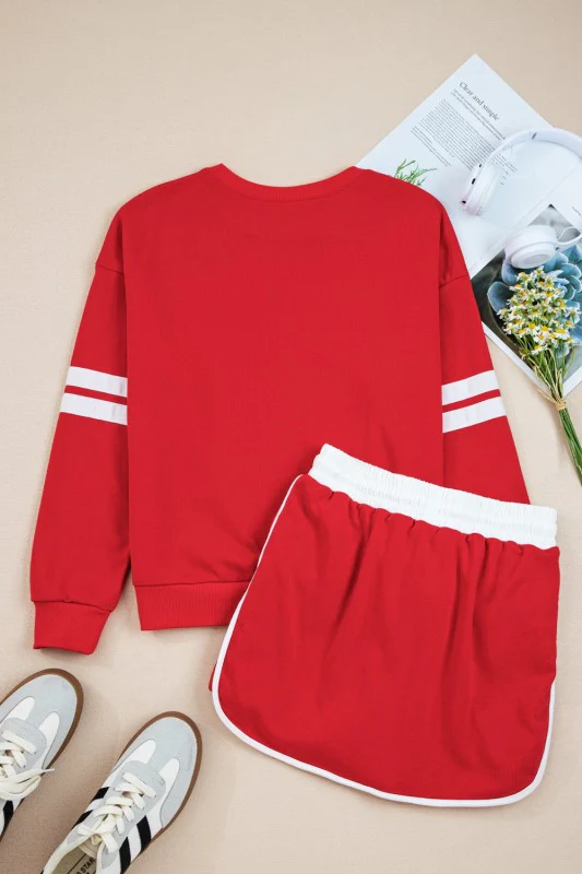 Varsity Stripe Pullover and Mini Skirt Set - Image 38