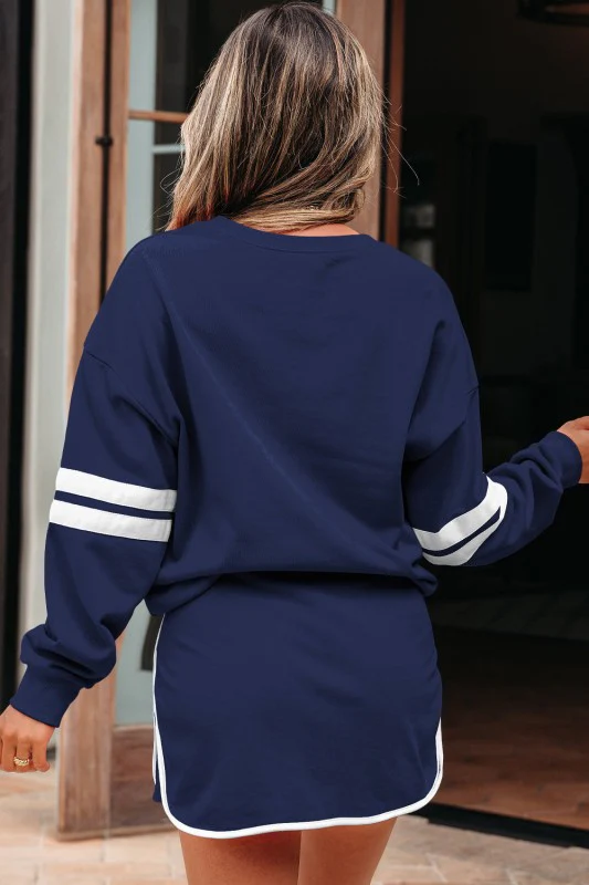 Varsity Stripe Pullover and Mini Skirt Set - Image 43