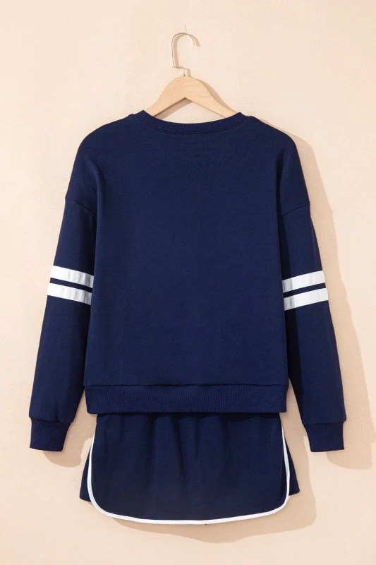 Varsity Stripe Pullover and Mini Skirt Set - Image 46
