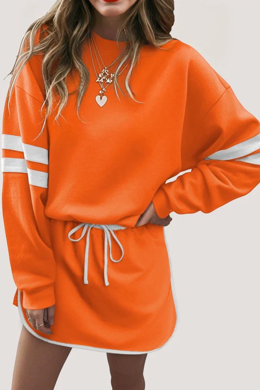Varsity Stripe Pullover and Mini Skirt Set - Image 52