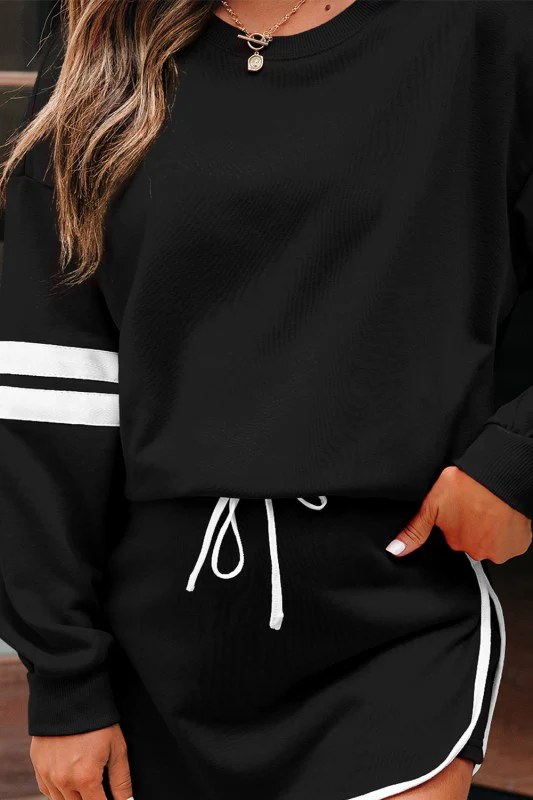 Varsity Stripe Pullover and Mini Skirt Set - Image 96