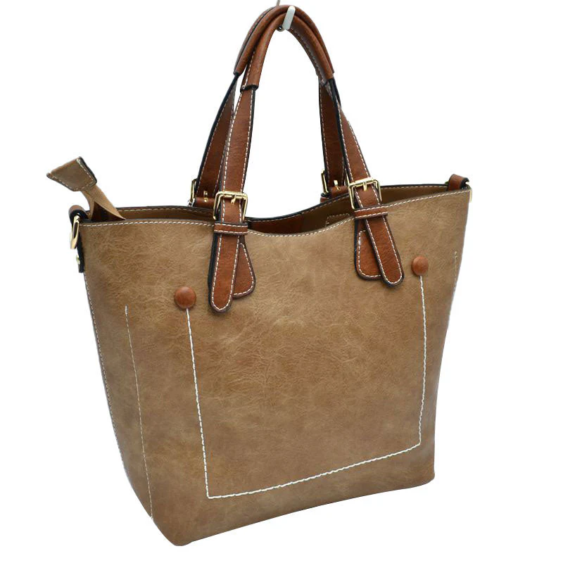 Vegan Leather Tote Shoulder Handbags For Women - Image 12