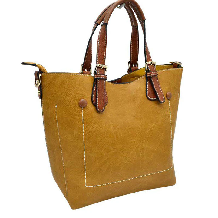 Vegan Leather Tote Shoulder Handbags For Women - Image 15