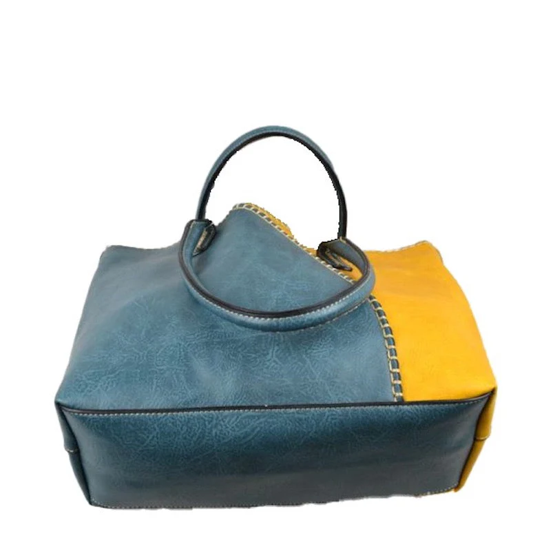 Vegan Tote 2in1 Faux Leather Stitched Shoulder Bag Hobo Tote - Image 8