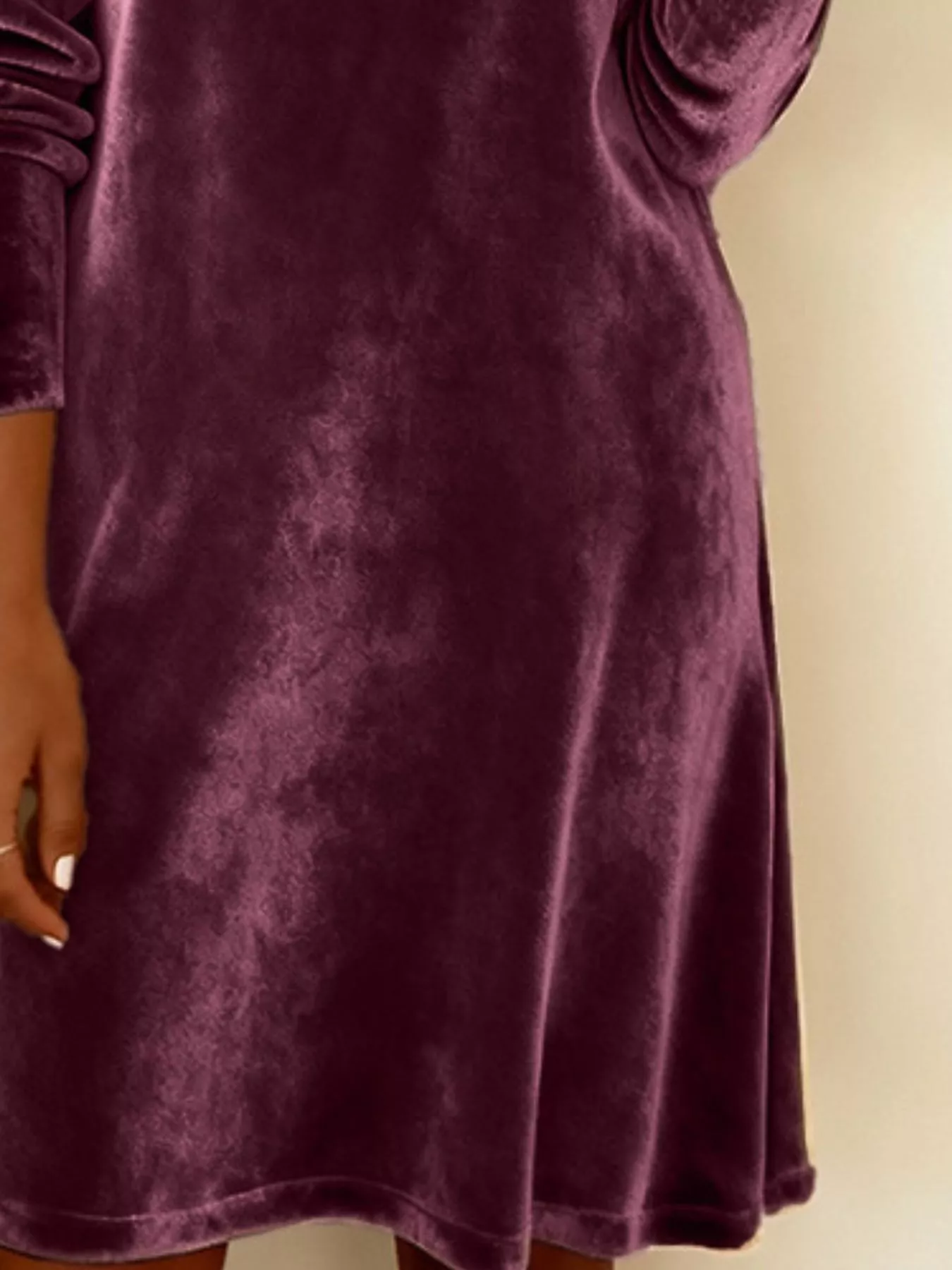Velvet Cowl Neck Long Sleeve Mini Dress - Image 12