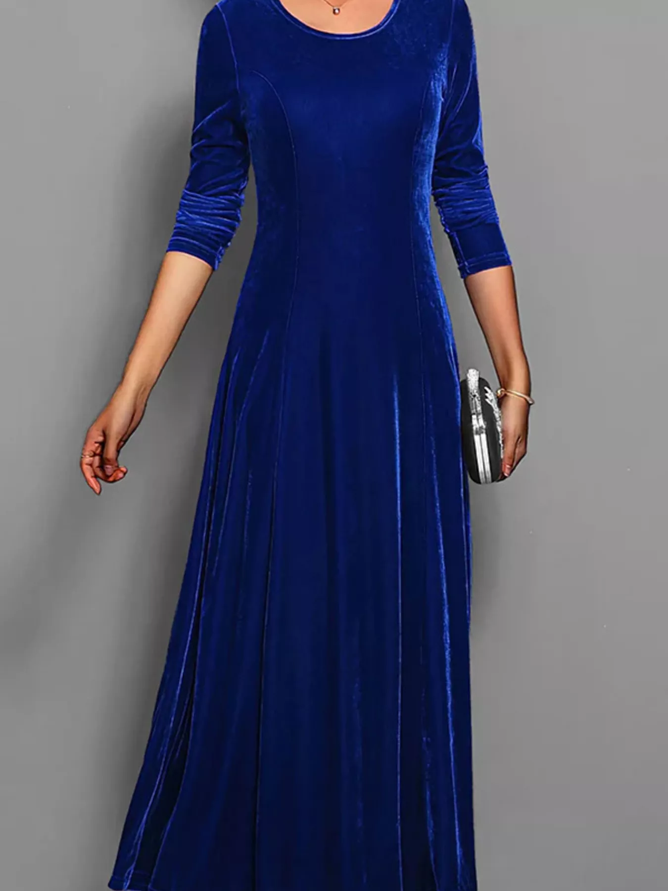 Velvet Long Sleeve A-Line Dress - Image 5