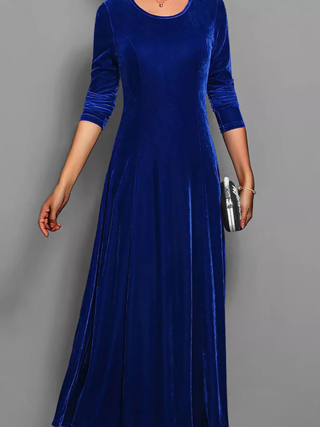 Velvet Long Sleeve A-Line Dress - Image 6