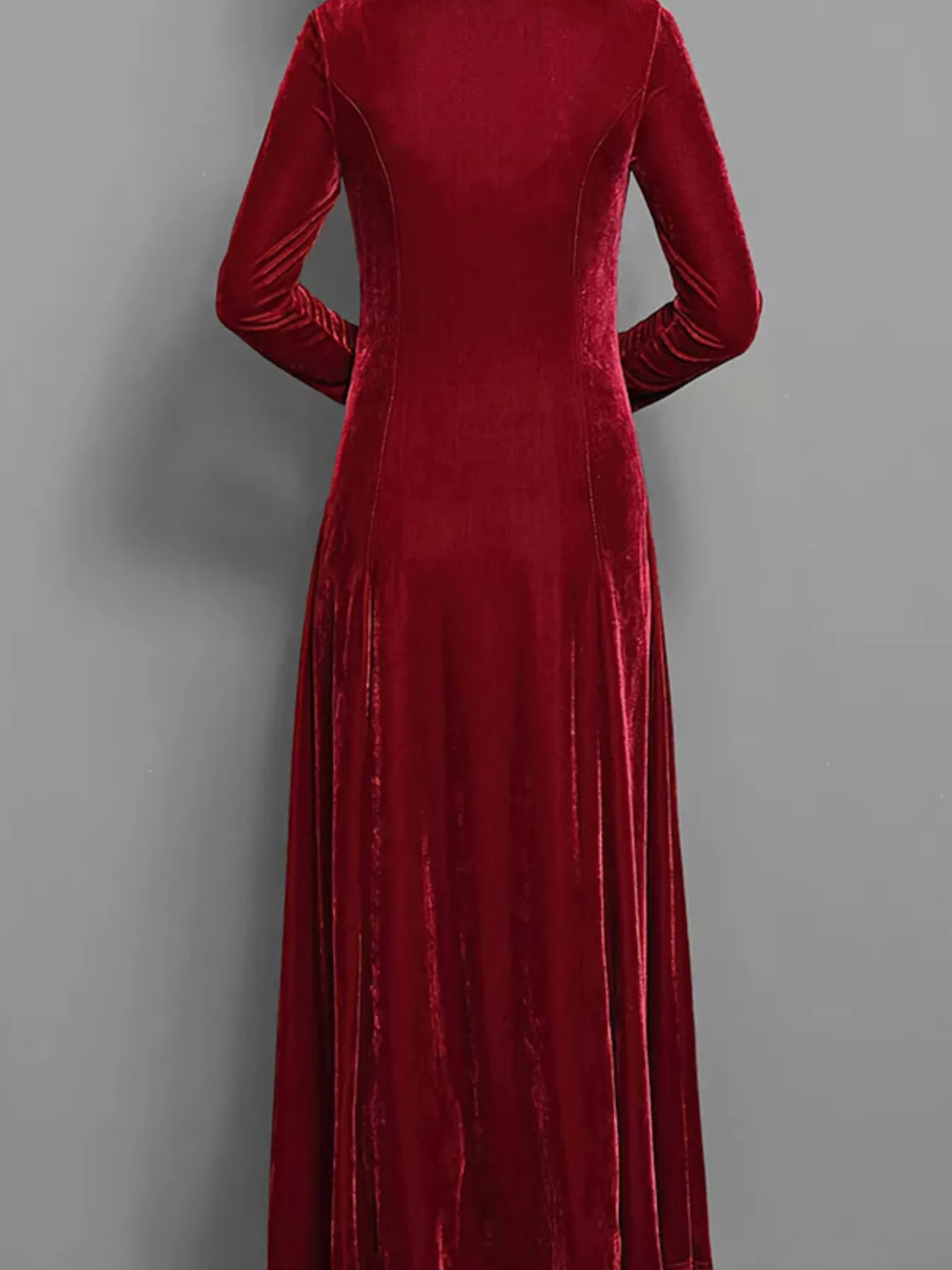 Velvet Long Sleeve A-Line Dress - Image 9