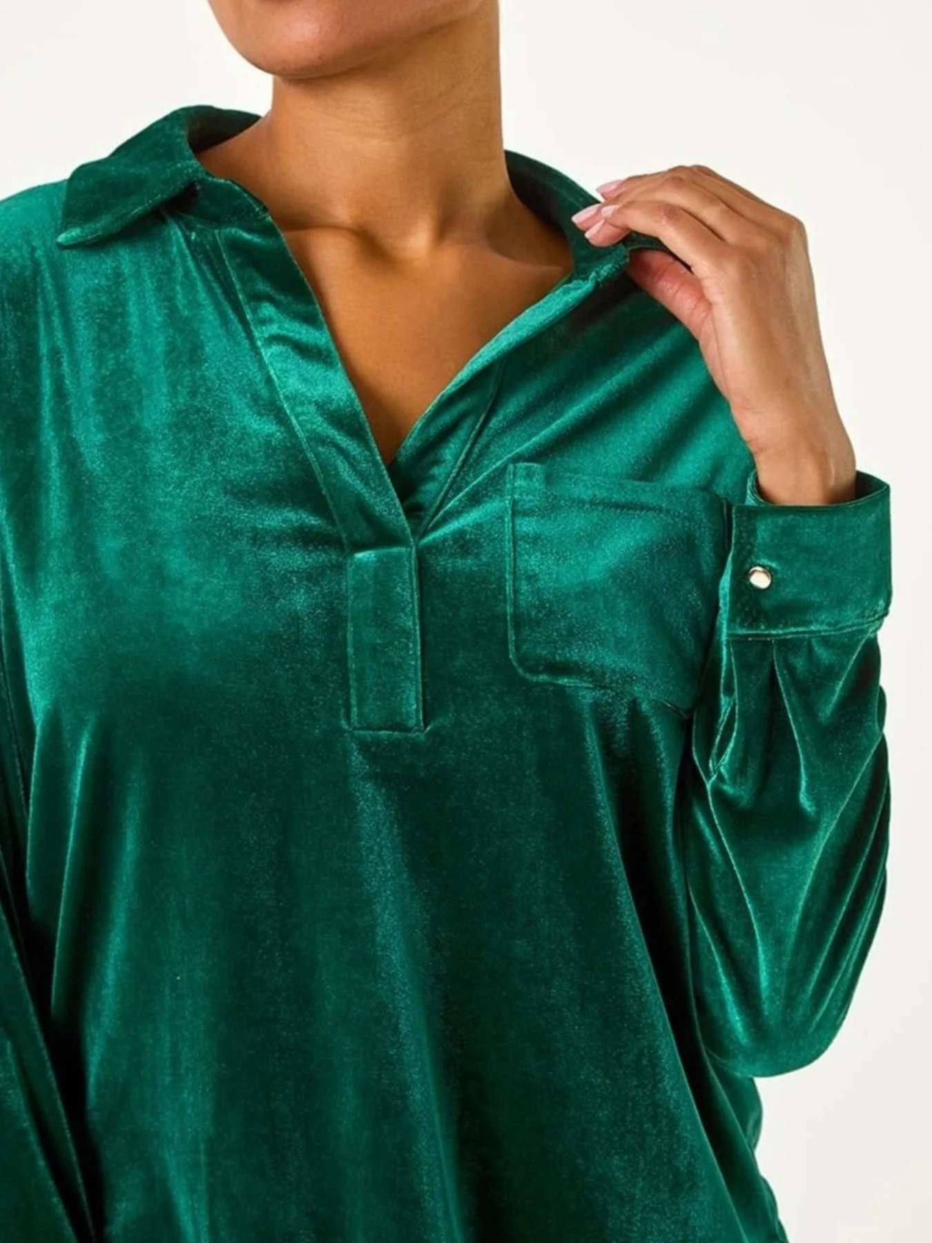Velvet Long Sleeve Blouse - Image 2