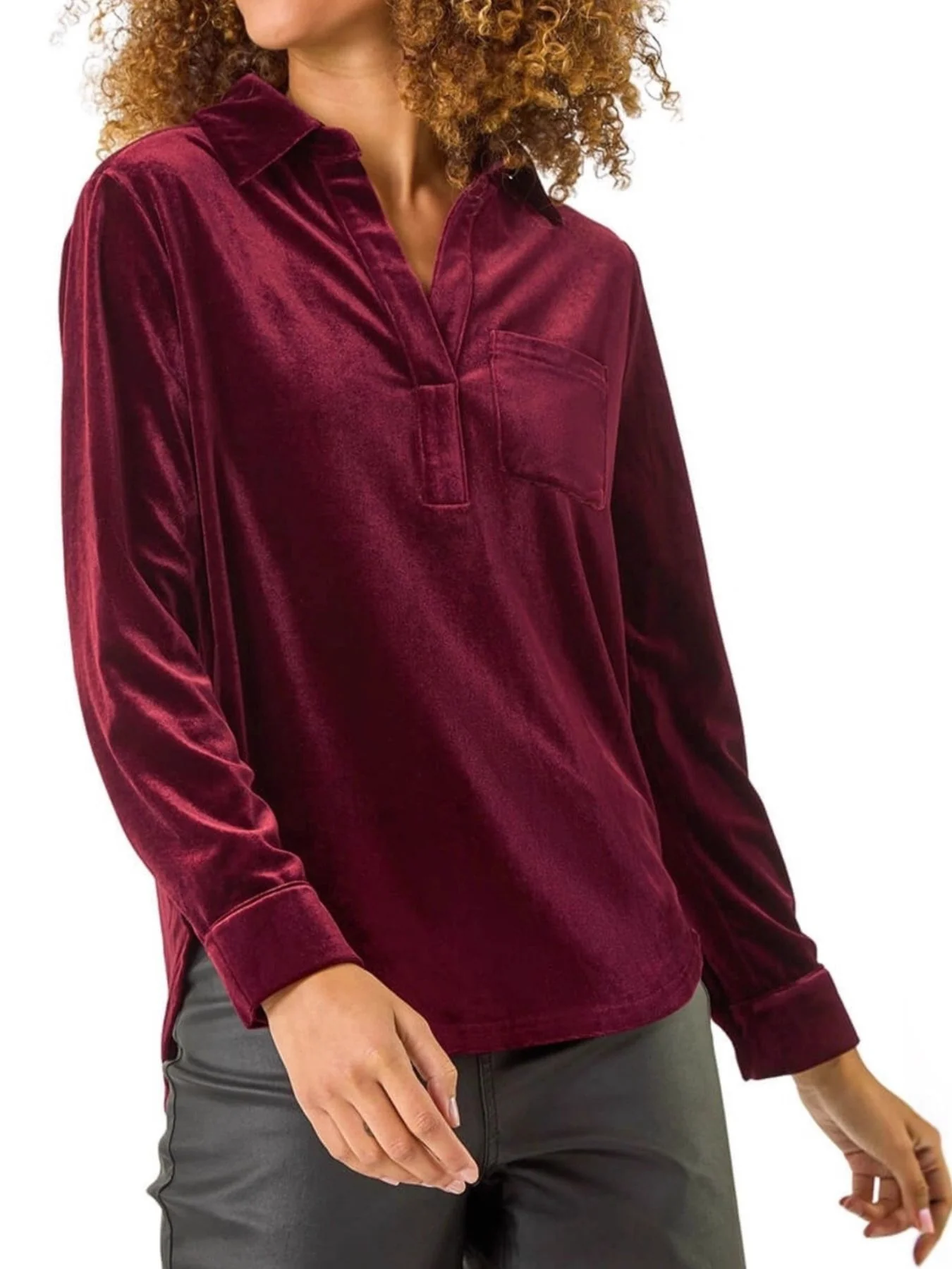 Velvet Long Sleeve Blouse - Image 9