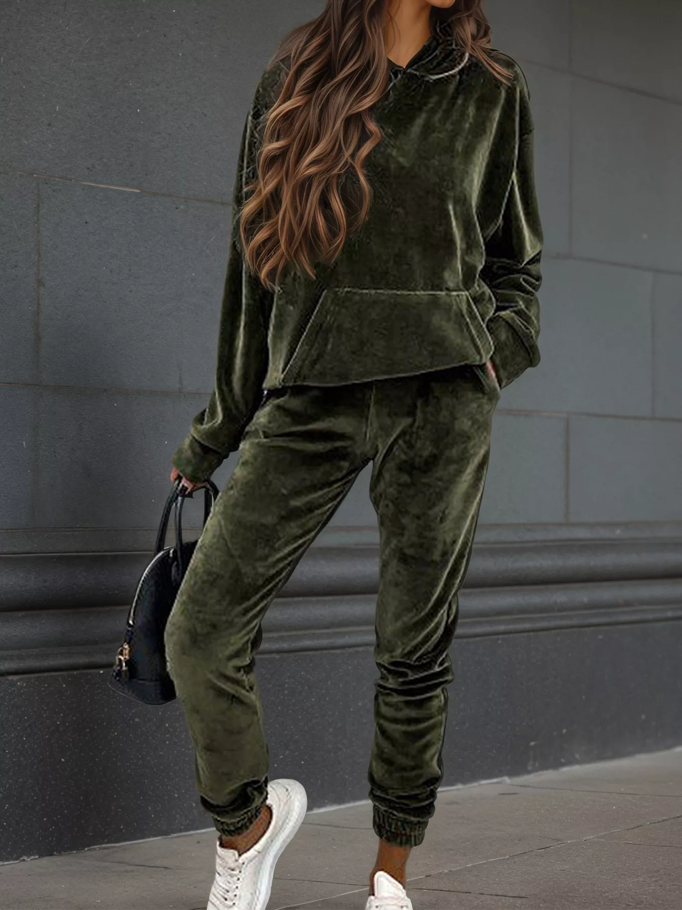 Velvet Long Sleeve Hoodie and Pants Set - Image 15