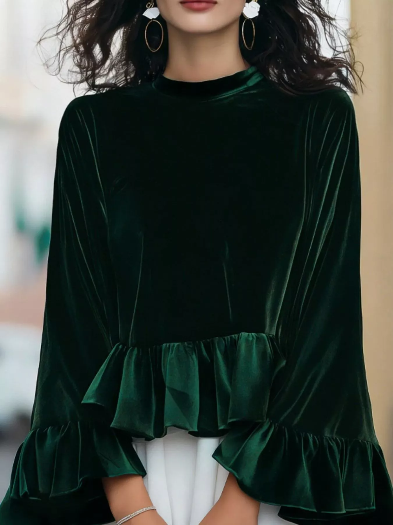 Velvet Ruffle Hem Blouse - Image 7