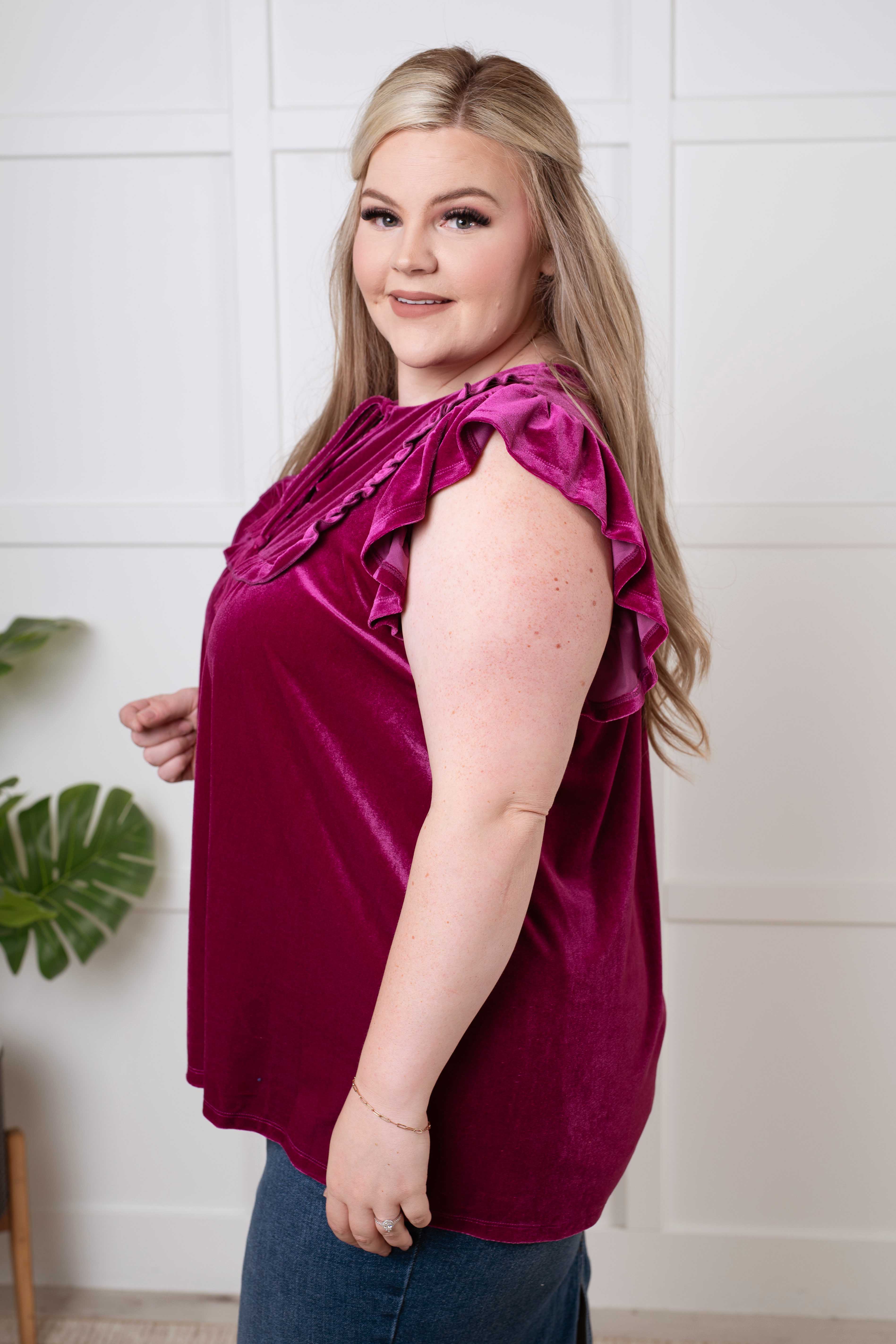 Velveteen Queen Blouse in Magenta - Image 6