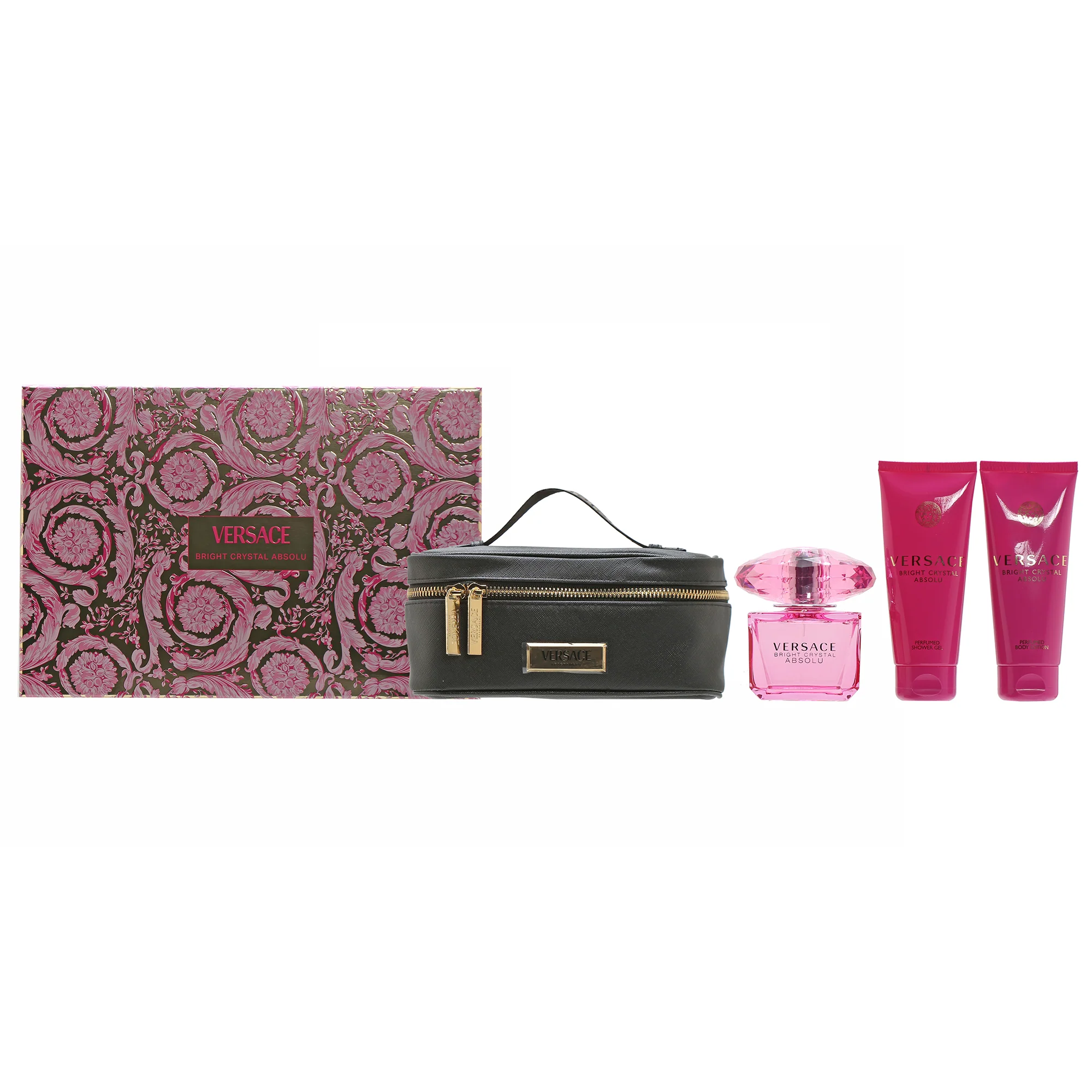 VERSACE BRIGHT CRYSTAL ABSOLU SET 3OZ EDP SPRAY/3.4 OZ BODY LOTION/3.4 OZ SHOWER GEL/BAG