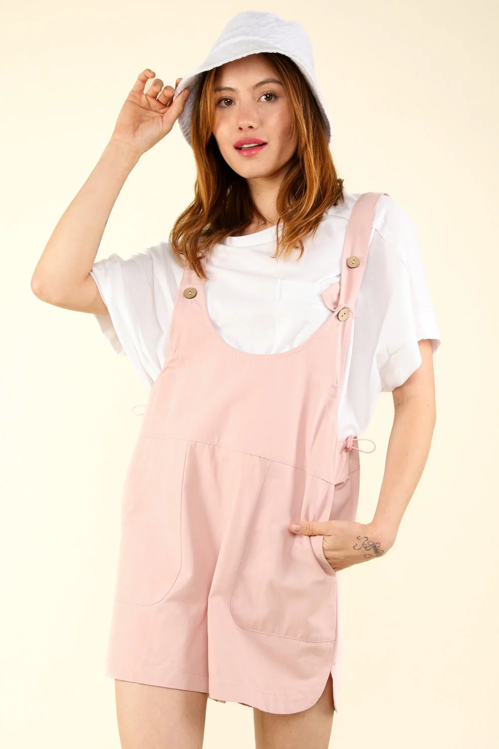 VERY J Adjustable Waist Suspender Overalls with Pockets - Image 3