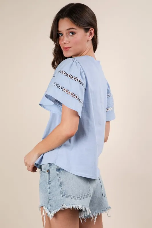 VERY J Lace Trim Sleeve Top - Image 5