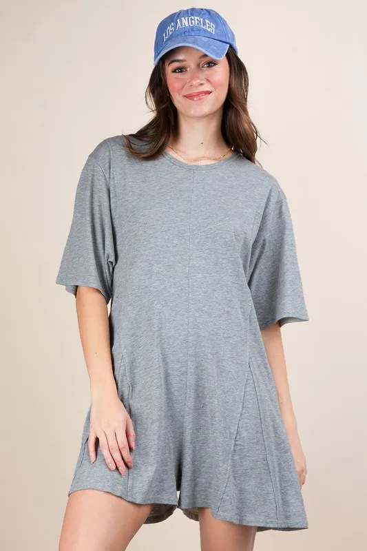 VERY J Mineral Washed Oversized Knit Comfy Romper - Image 5