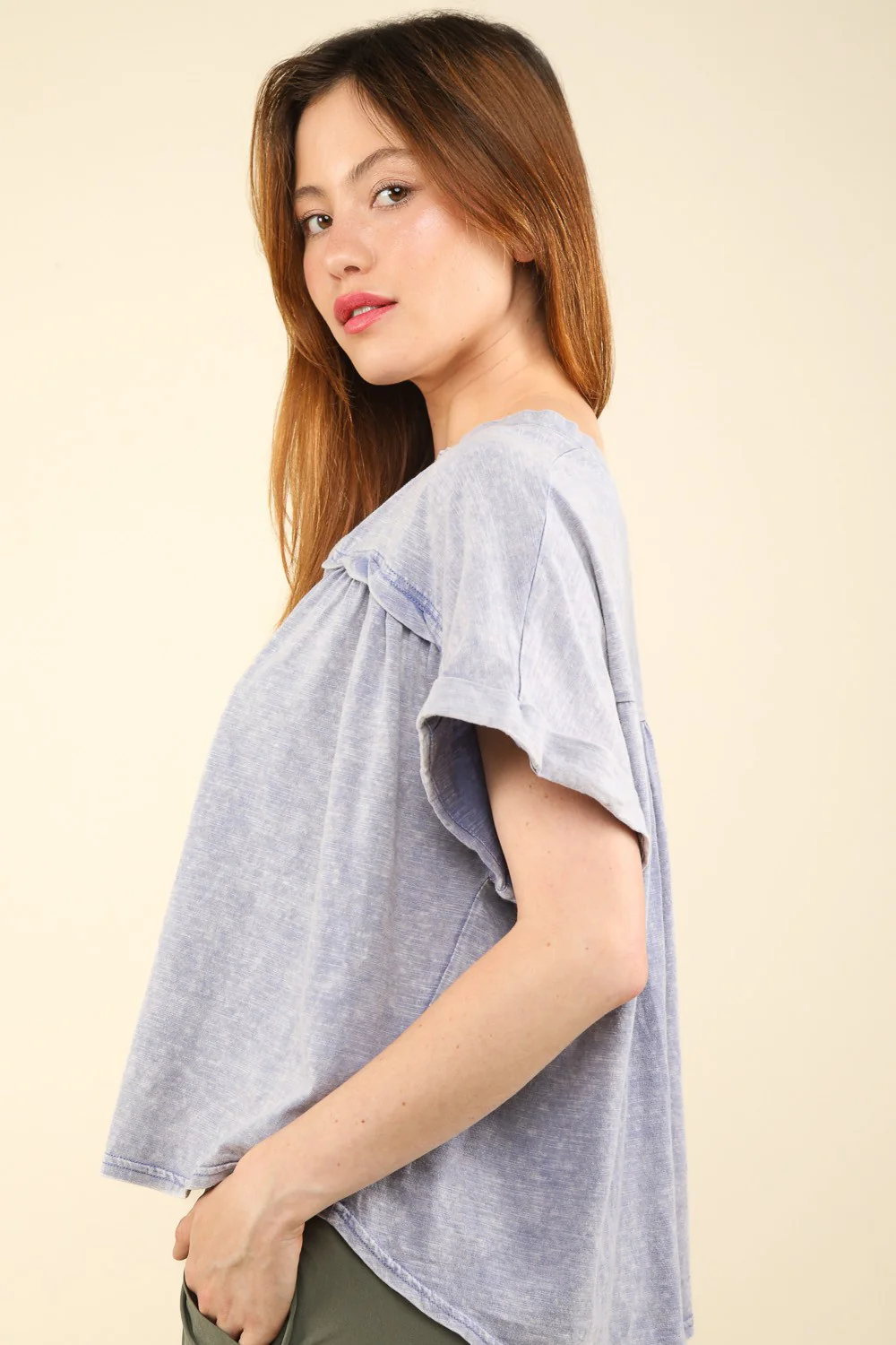 VERY J Nochted Short Sleeve Washed T-Shirt - Image 3