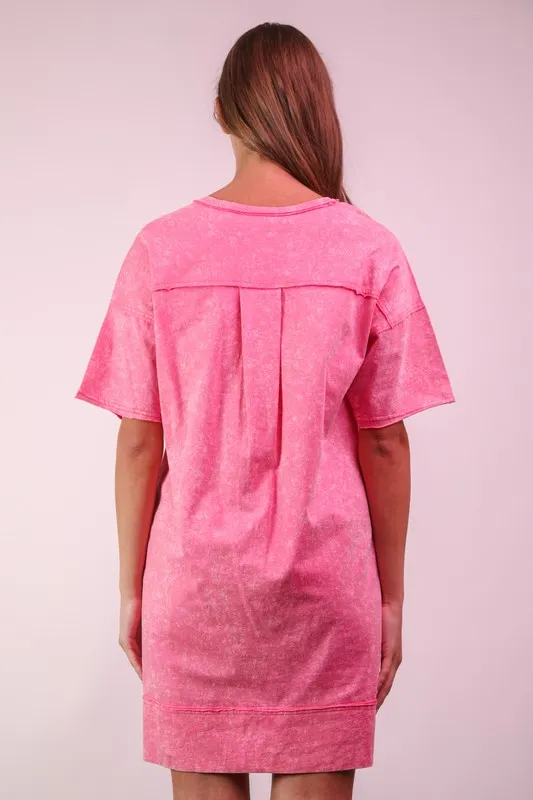 VERY J Plus Size Mineral Washed Knit Shift Mini Dress - Image 3