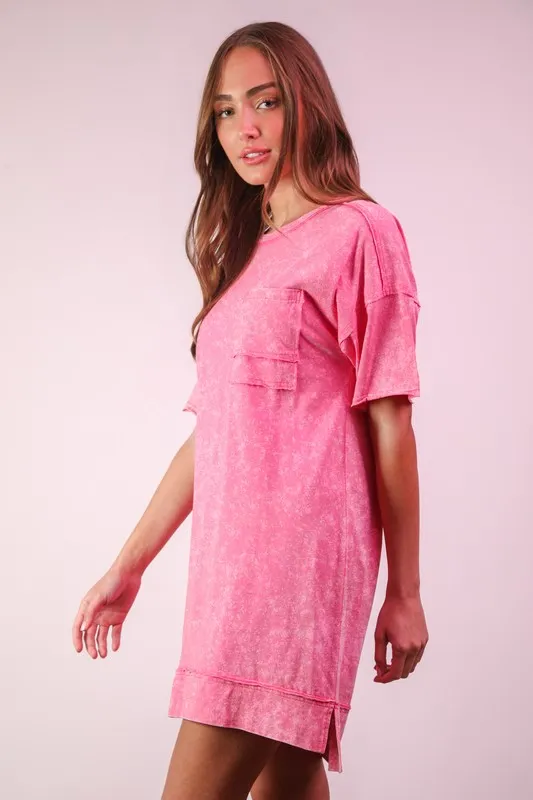 VERY J Plus Size Mineral Washed Knit Shift Mini Dress - Image 4