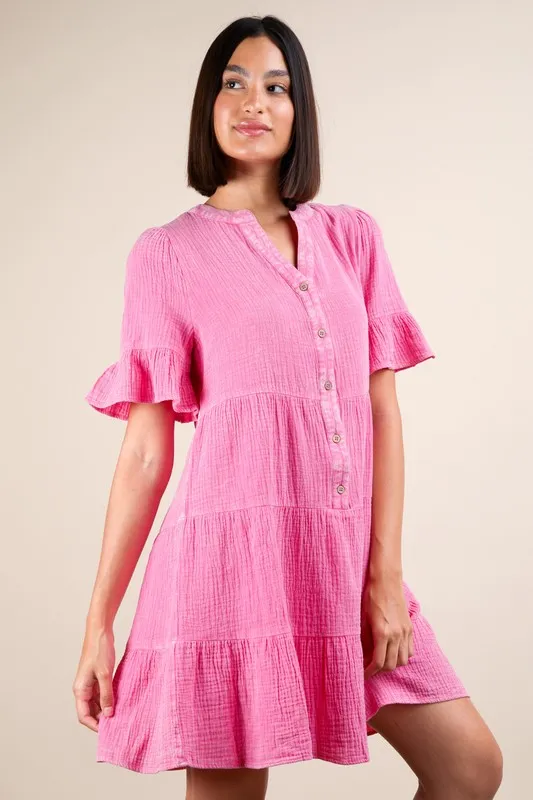 VERY J Plus Size Mineral Washed Woven Mini Dress - Image 5