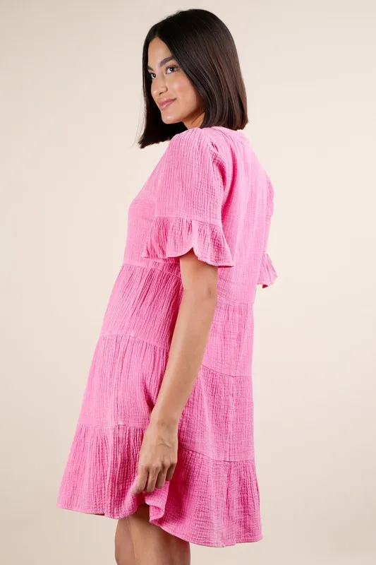 VERY J Plus Size Mineral Washed Woven Mini Dress - Image 6